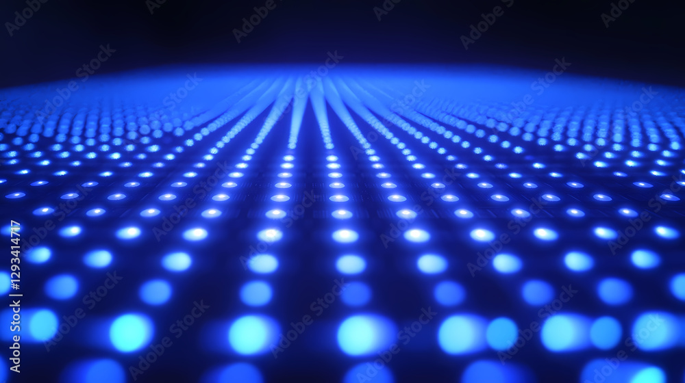 Obraz premium Blue glowing grid pattern on dark background
