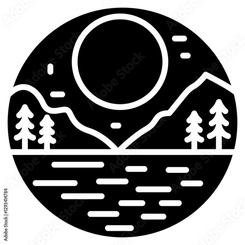 Moonlit Lake Vector Icon