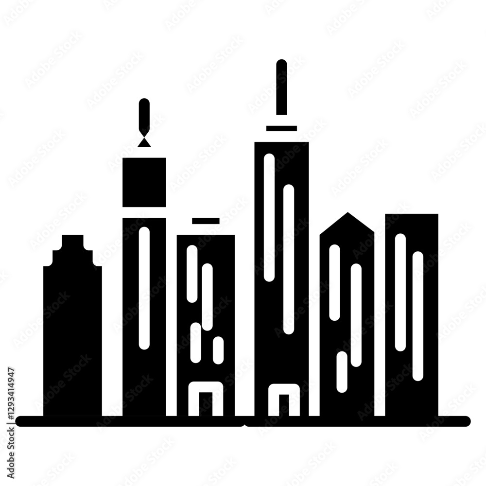 Urban Skyline at Night Vector Icon Urban Skyline at Night Vector Icon