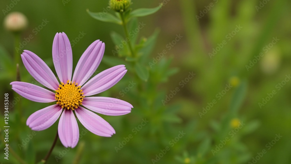 Delicate Pink Cosmos Flower in a Green Meadow Delicate Pink Cosmos Flower in a Green Meadow