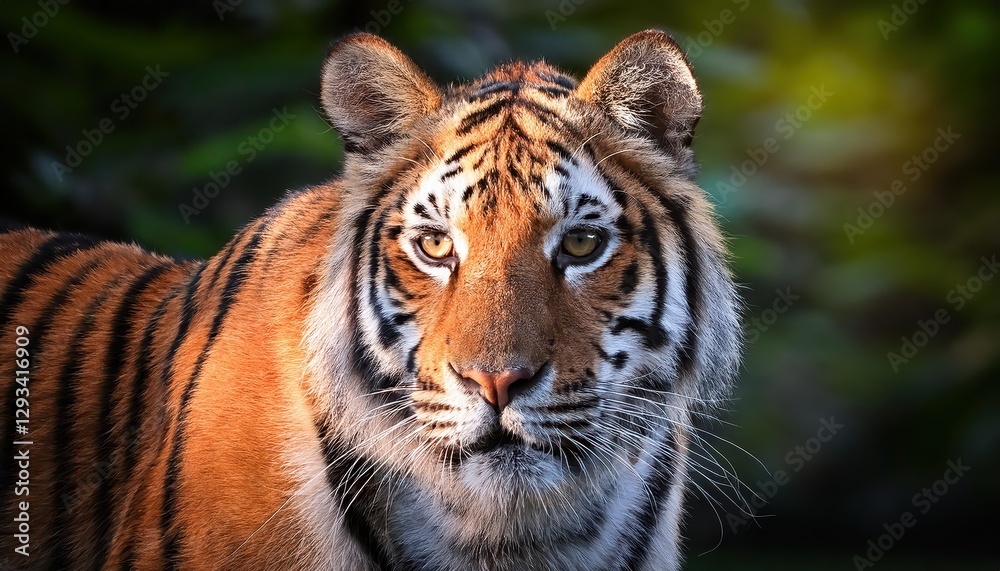 Closeup Encounter with a Majestic Tiger at ZSL Whipsnade Zoo in England Powerful Stripes Radiate against Autumnal Backdrop, Capturing the Essence of Wildlifes Vital Energy. Closeup Encounter with a Majestic Tiger at ZSL Whipsnade Zoo in England Powerful Stripes Radiate against Autumnal Backdrop, Capturing the Essence of Wildlifes Vital Energy.