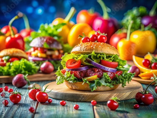 Vibrant Gradient Food Photography Background with Noise Texture