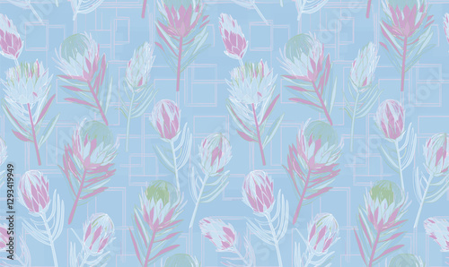 Wallpaper Mural Handmade Denim floral pattern with faded crocus flowers,
 for gift wrap and wallpaper Torontodigital.ca
