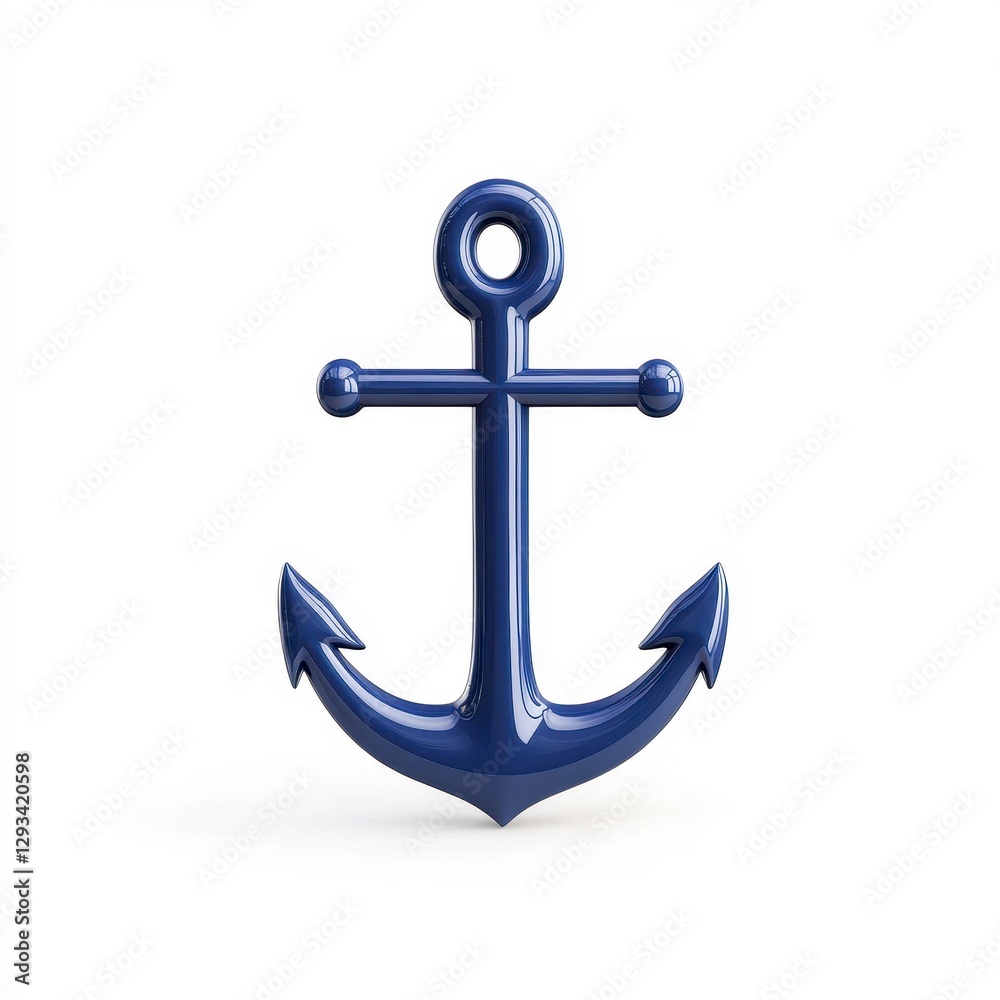 Dark blue glossy anchor on white background, 3D rendering Dark blue glossy anchor on white background, 3D rendering
