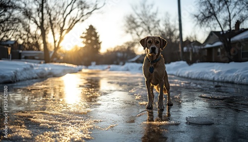 Ice melt demonstration, focusing on safe use for pets while clearing walkways.