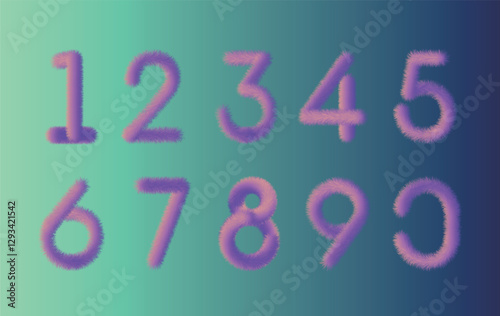 Creative hair numbers 1234567890, modern digital design elements, suitable for posters, covers, advertisements and other scenarios.