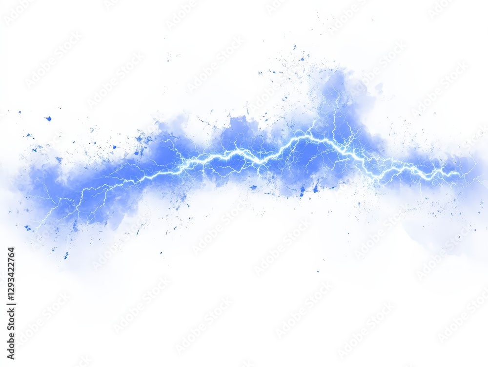 Obraz premium Electric Blue Lightning Bolt Over Watercolor Background Effect