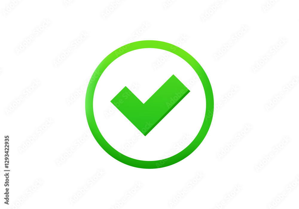 A vivid green checkmark within a circle, representing approval, completion, or correctness. A vivid green checkmark within a circle, representing approval, completion, or correctness.