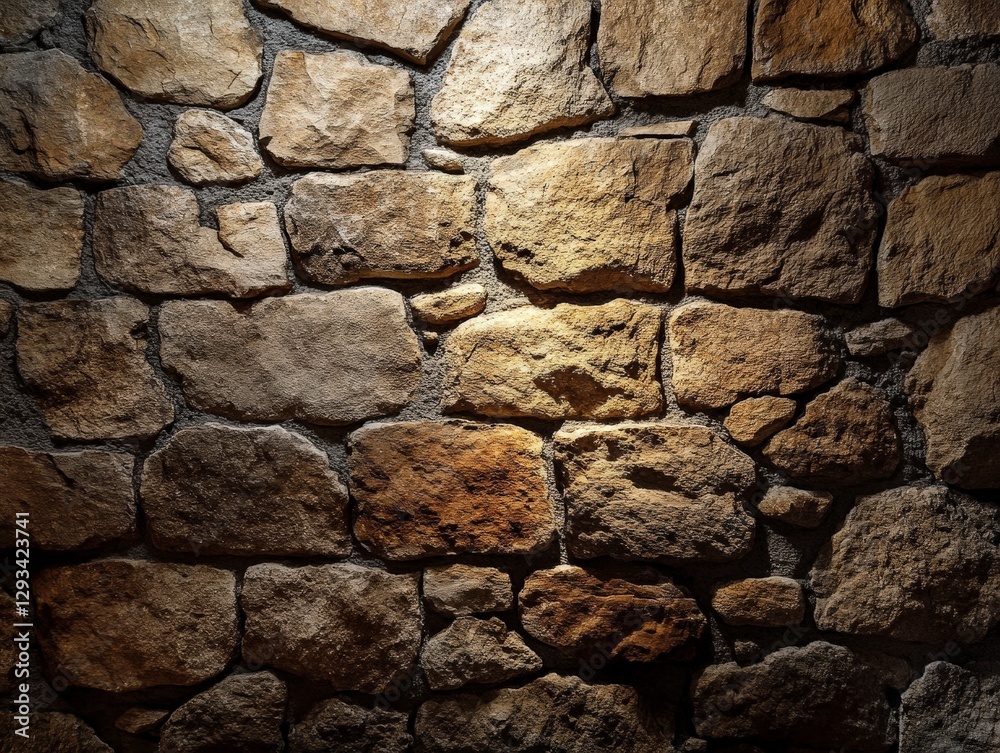 Fototapeta premium Textured Stone Wall Background with Natural Light Highlights