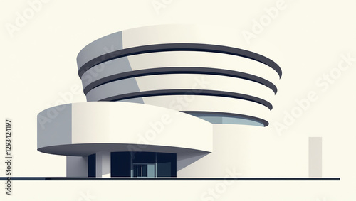 Guggenheim Museum Spirals - Minimalist illustration of the spiral exterior of the Guggenheim Museum in New York.