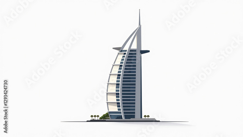Burj Al Arab Sails - Minimalist illustration of the sail-shaped silhouette of the Burj Al Arab.
