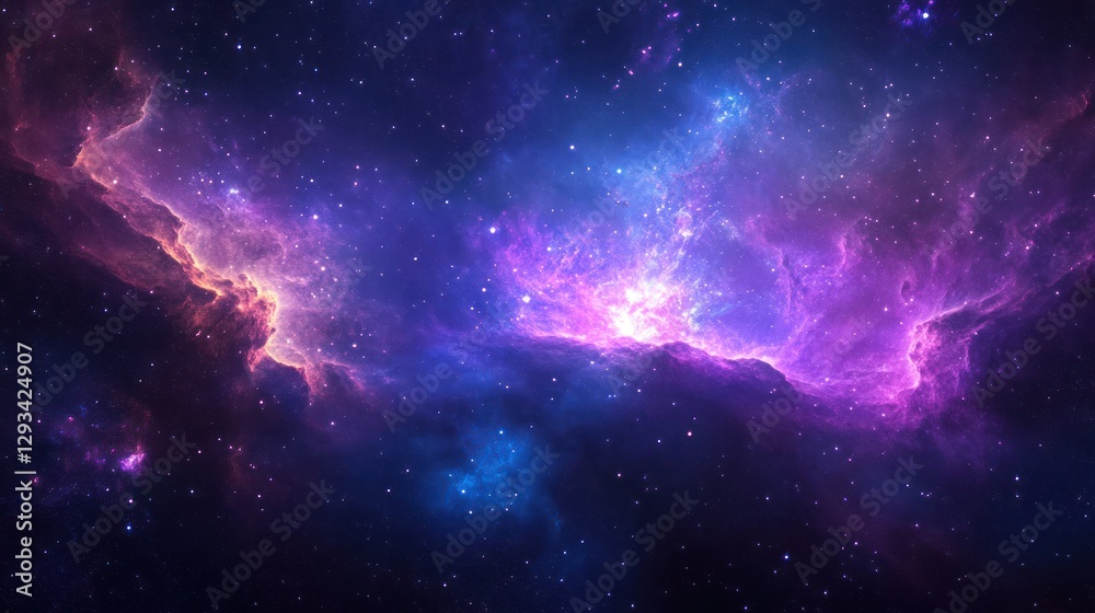 Obraz premium Cosmic Nebula Vibrant interstellar cloud; background stars; space exploration