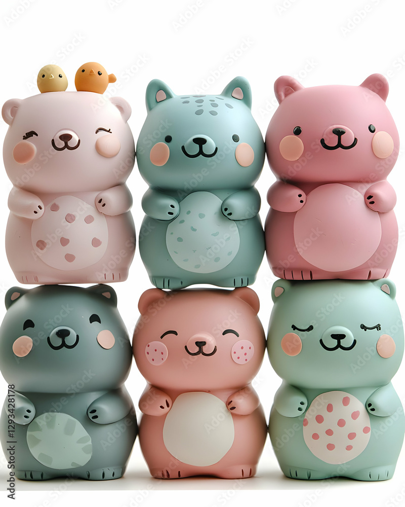 Adorable 3D Render of Stacked Cartoon Bears Adorable 3D Render of Stacked Cartoon Bears