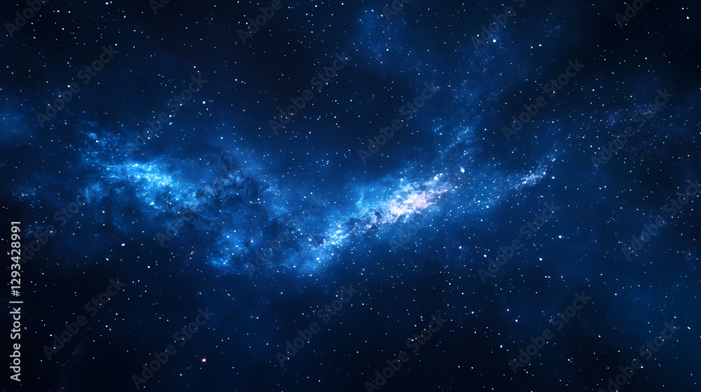 Obraz premium Cosmic Nebula in Deep Blue