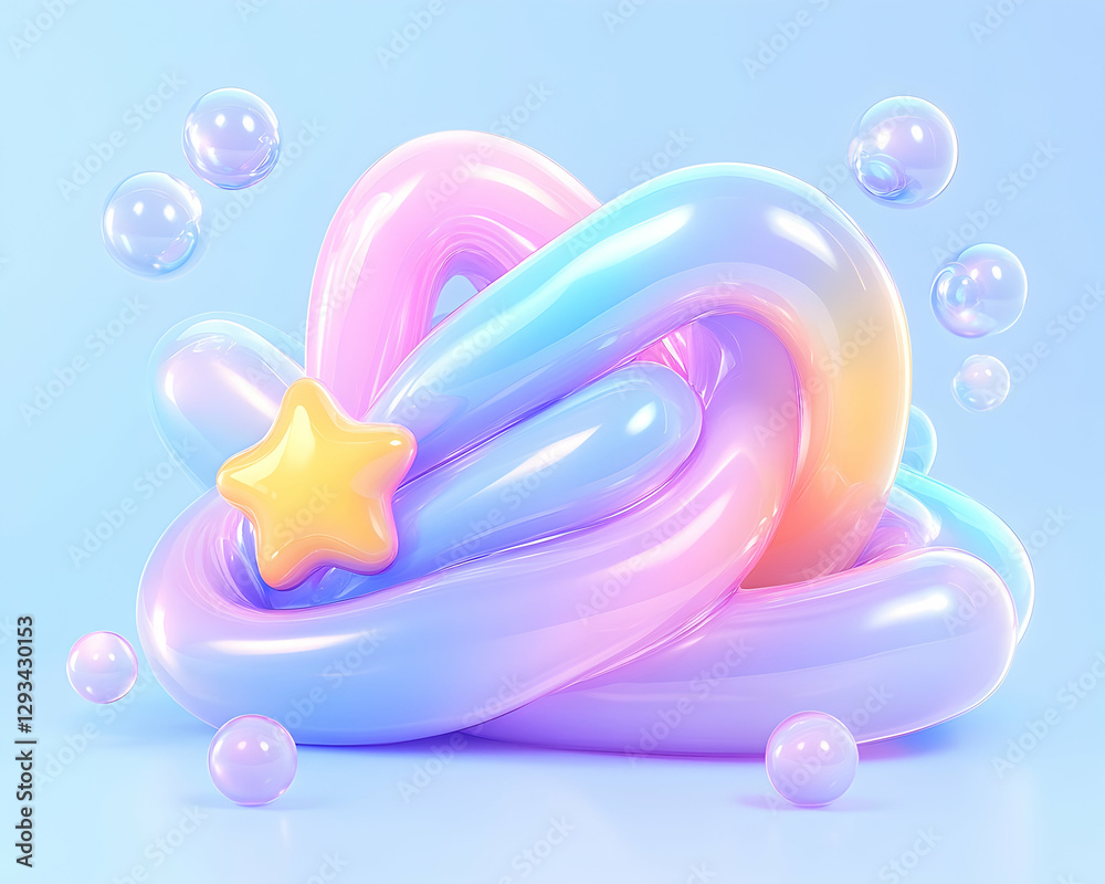 Abstract pastel candy cloud 3D render for social media Abstract pastel candy cloud 3D render for social media
