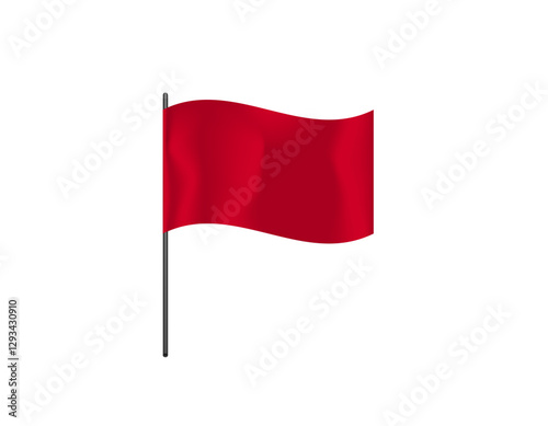 A vivid red flag waves gently on a pole, symbolizing alertness or caution.