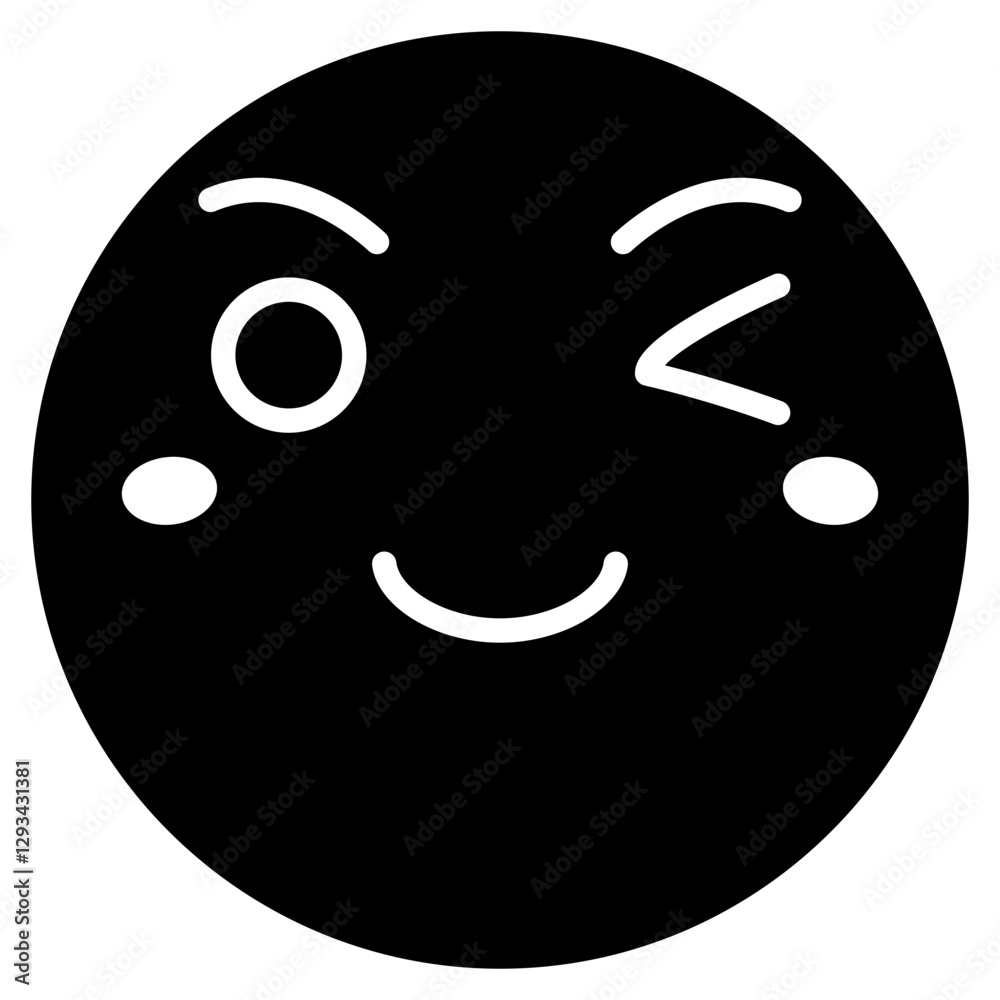 Fototapeta premium Winking Face Vector Icon
