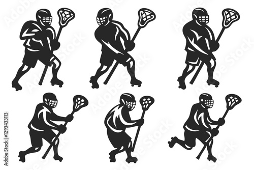 set of Lacrosse silhouette vector illustration
