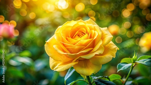 Vibrant Yellow Rose Blossom Close-Up: Summer Garden Photography
