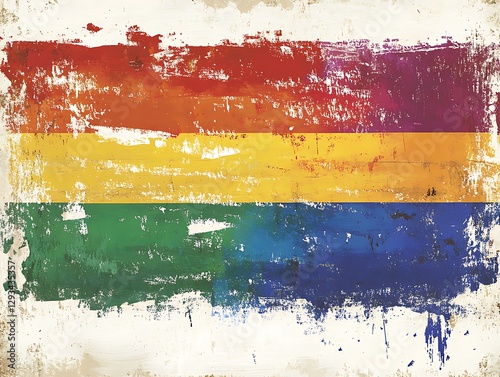 Distressed Gay Pride Flag on Canvas