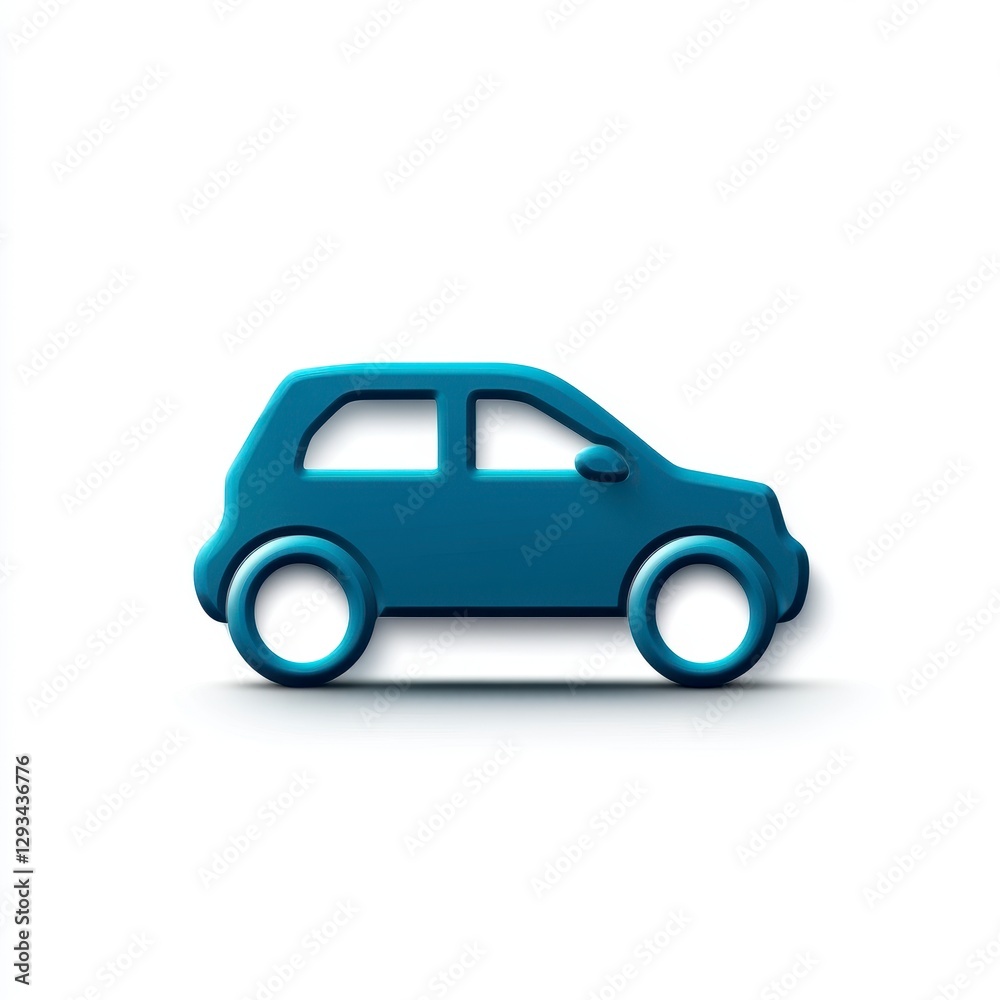 Simple blue car icon illustration on white background, side view, minimal style Simple blue car icon illustration on white background, side view, minimal style