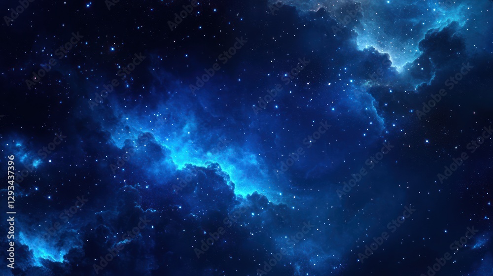 Fototapeta premium Cosmic Nebula Blue interstellar clouds, stars, space background; astronomy, science fiction
