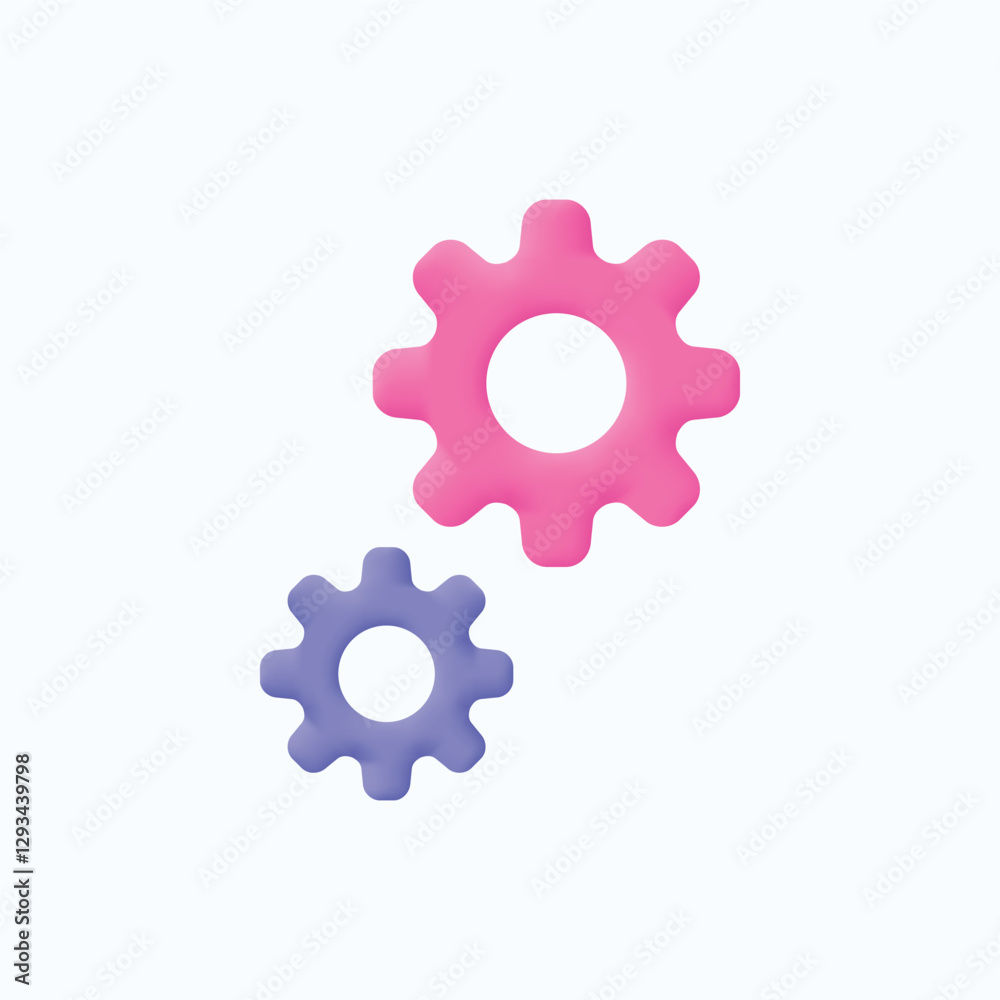 3D vector gear icon editable 3D vector gear icon editable