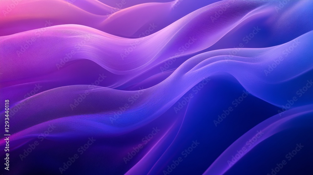 Obraz premium Abstract waves of purple and blue light with a soft gradient effect, flowing fabric texture. Futuristic design and digital art concept