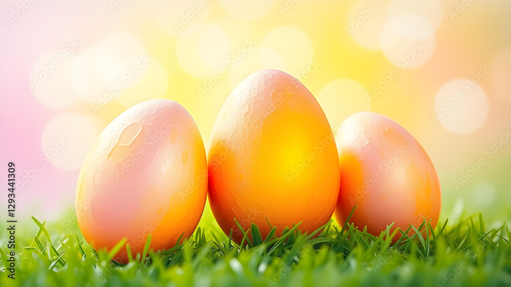 Atmospheric beautiful scene with glowing gradient easter eggs on grass lights placed on vibrant wallpaper backdrop background hd with blurry flowers reflection moody red ornament Atmospheric beautiful scene with glowing gradient easter eggs on grass lights placed on vibrant wallpaper backdrop background hd with blurry flowers reflection moody red ornament