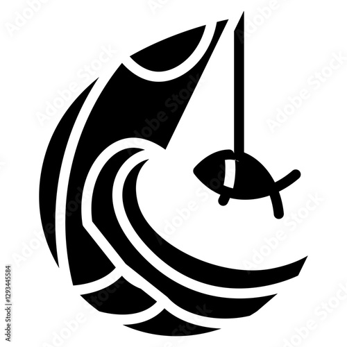 Surf Fishing Rod Vector Icon