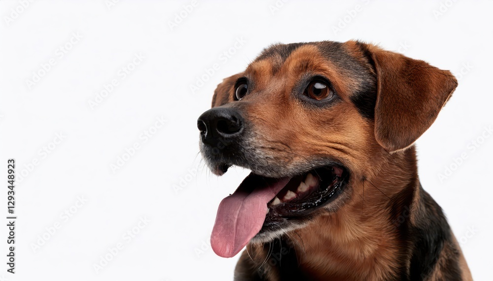 Black Studio Shot of a Curious Purebred Dog with Tongue Out, Caught in a Playful Moment with Expressive Eyes and Rich Fur Textures, Capturing the Spirit of Friendship and Joy. Black Studio Shot of a Curious Purebred Dog with Tongue Out, Caught in a Playful Moment with Expressive Eyes and Rich Fur Textures, Capturing the Spirit of Friendship and Joy.