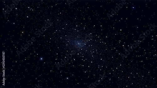 Detailed realistic night starry blue sky. Cosmos concept. Galaxy explosion. Stars in space abstract. Astronomy beauty pattern. Congratulations or invitation background. 
