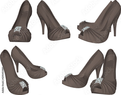 vector sketch illustration of high heel sandal shoe design for career women fashion