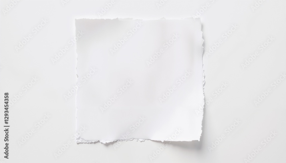 Blank torn piece of white paper on a light background.
Blank torn piece of white paper on a light background.