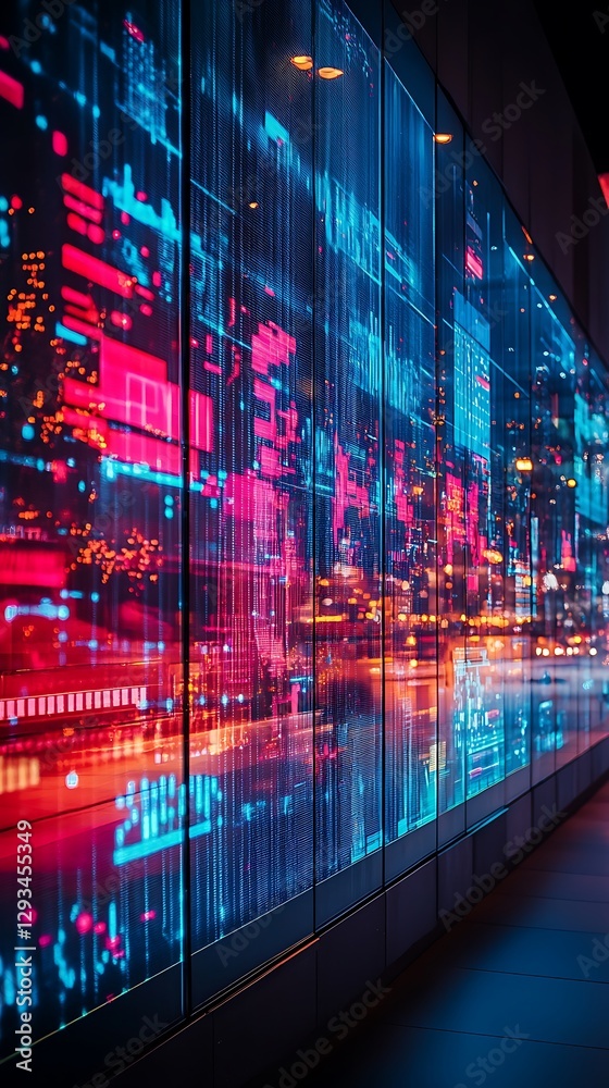 Obraz premium City night data display