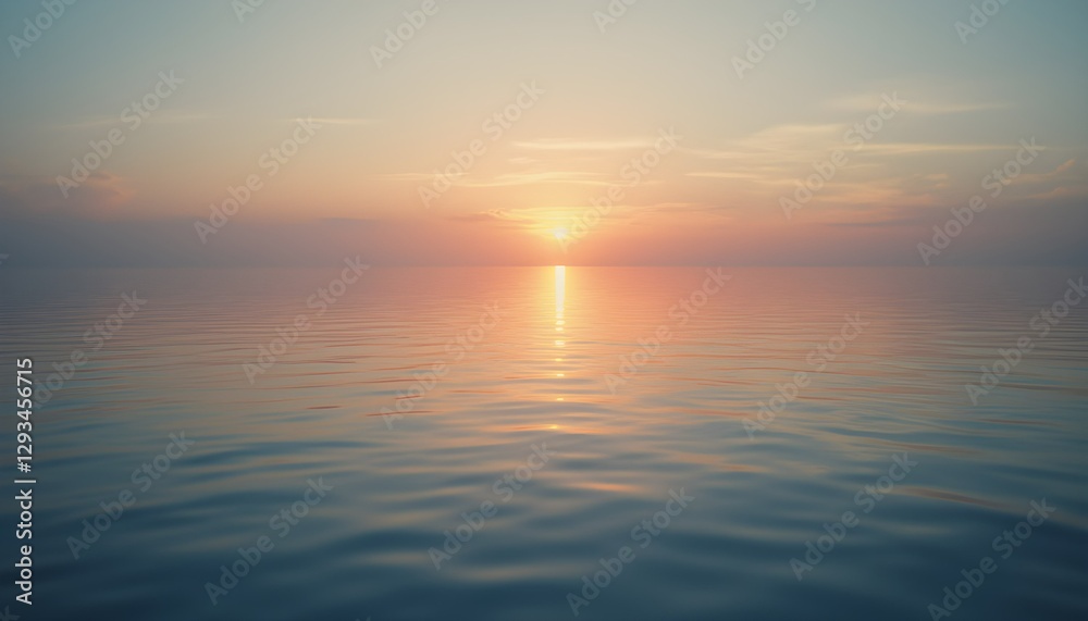 Fototapeta premium Peaceful Water Surface Mirroring a Dreamy Pastel Sky