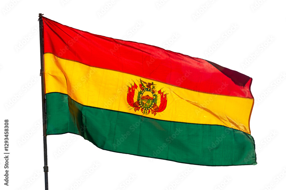 Photo of flag of Bolivia isolated on transparent or white background, png