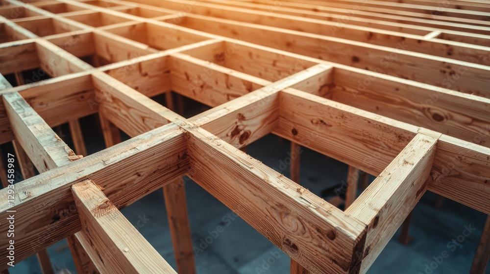 Wooden framing of a new house under construction. Concept of construction, architecture, and home building. Wooden framing of a new house under construction. Concept of construction, architecture, and home building.