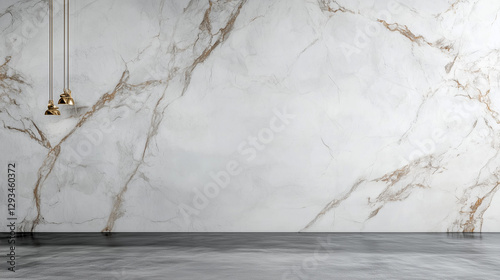  a luxurious Calacatta marble wall with striking gold veining