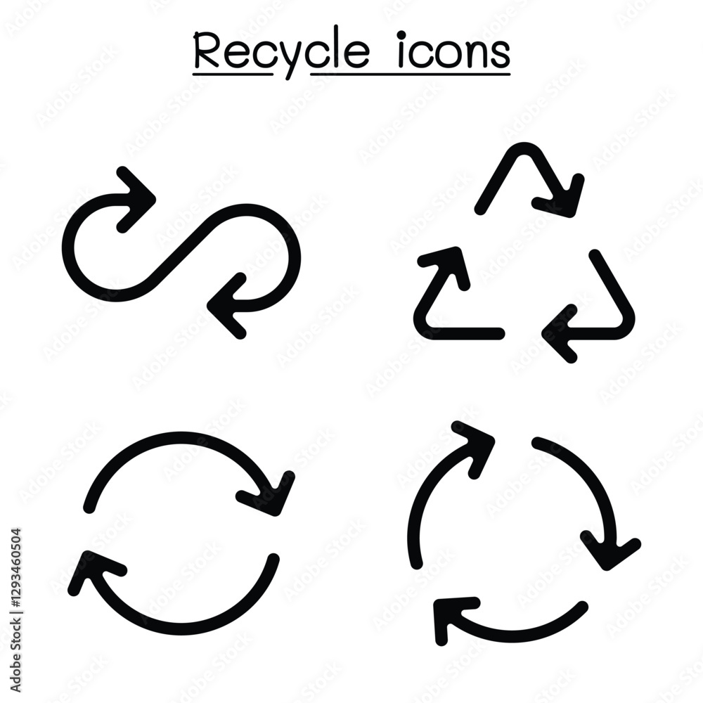 Recycle icon set in outline style Recycle icon set in outline style