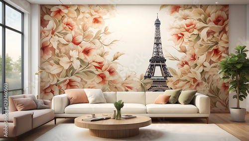 A beautifully decorated table with a flower bouquet in a luxurious living space