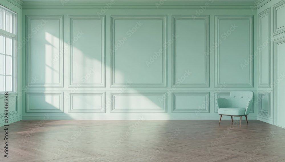Fototapeta premium Classic interior in mint and rose quartz, empty for mockups.
