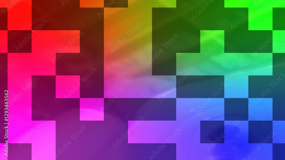 Multiple colors pixels transform geometric animation background