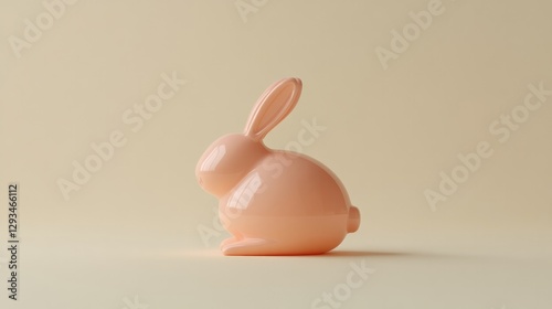 Playful design of soft pink rabbit with rounded shapes and minim