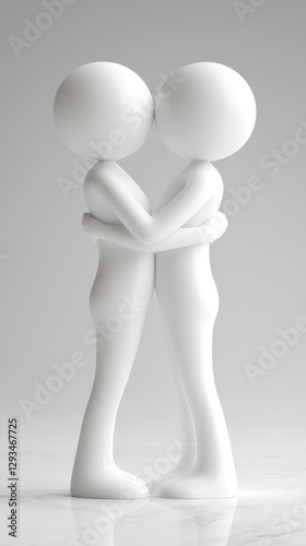 3D figures hugging, romantic gesture, studio background, potential for love concept photo