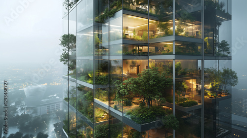 Wallpaper Mural Futuristic Green Office Skyscraper with Glass Cube Ecosystems & Smart Tech Torontodigital.ca