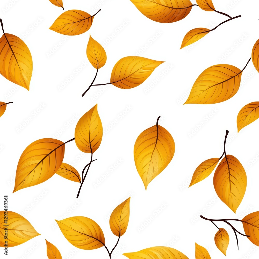 Obraz premium Vibrant Orange and Yellow Leaves Seamless pattern for Seasonal Decor and Nature-inspired Background Design