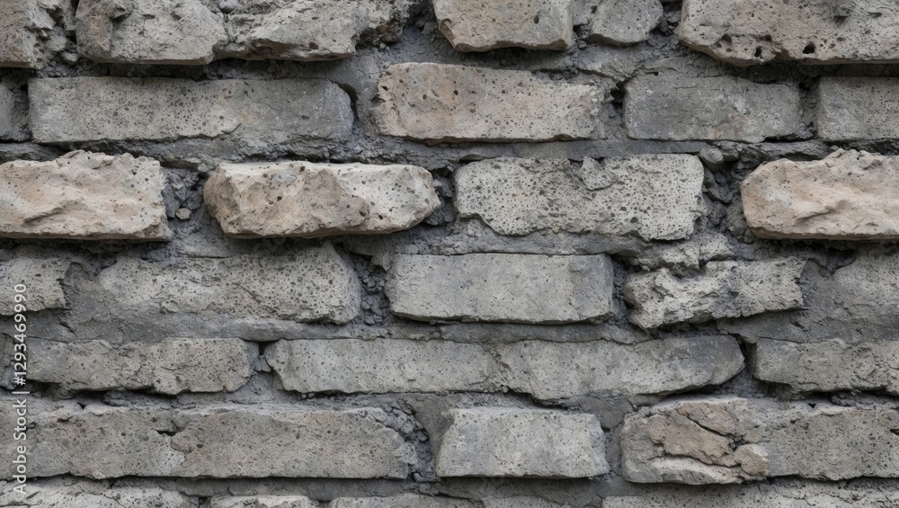 Fototapeta premium Textured old concrete wall background with stone elements, perfect for architectural or design projects. High quality close-up image.