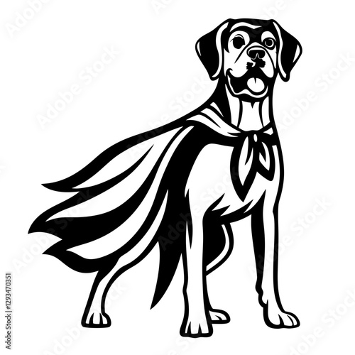 Heroic Dog with Superhero Cape Vector Design


