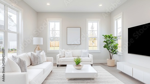 Wallpaper Mural Elegant Modern Living Room, features luxurious fabrics, refined decor, sophisticated symmetry, timeless appeal, inviting atmosphere, stylish furnishings, harmonious color palette Torontodigital.ca